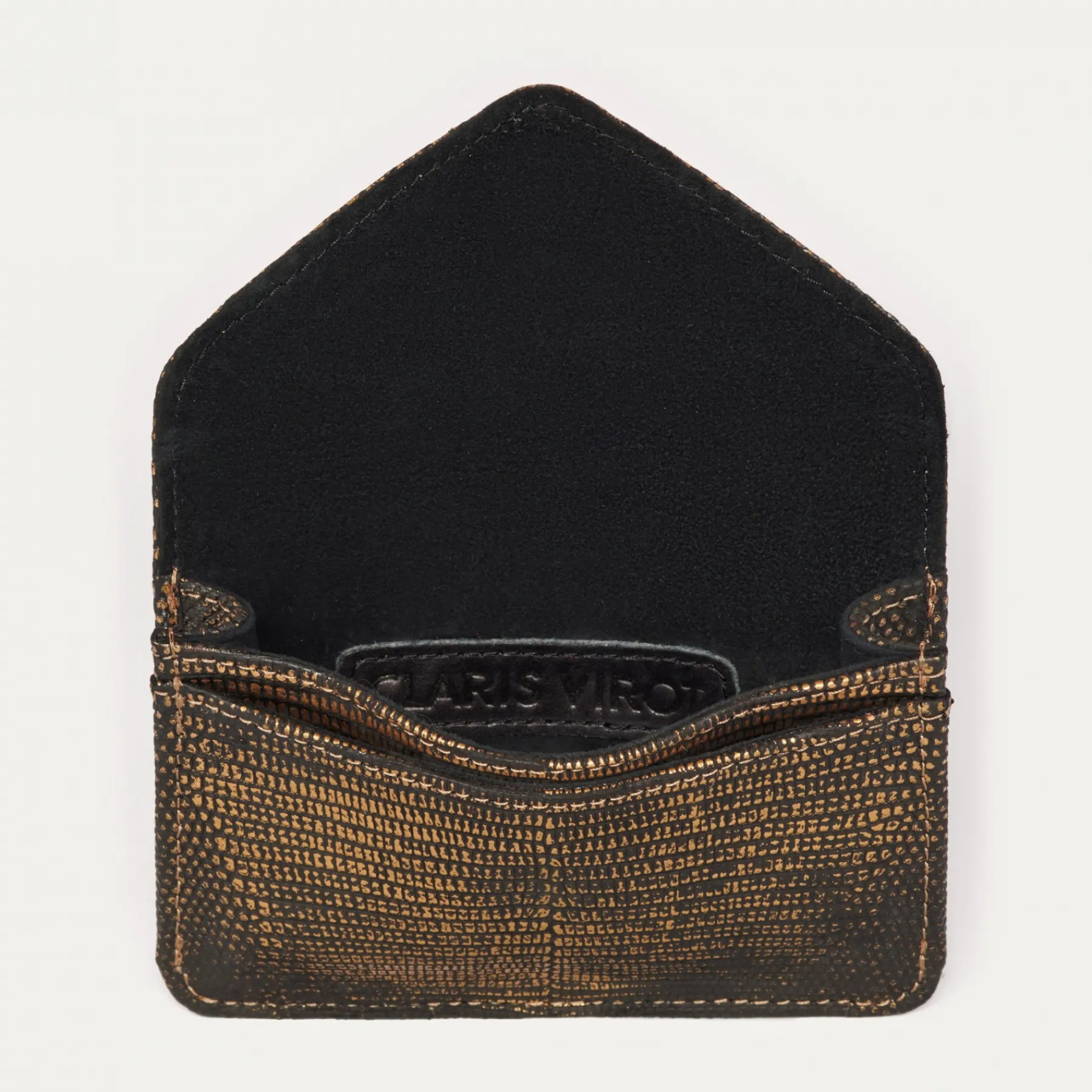 New Claris Virot Alex Wallet Old Gold Lizard