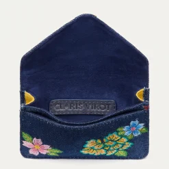 Clearance Claris Virot Alex Wallet Peonies Embroided Flowers