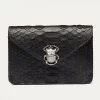 Discount Claris Virot Alex Wallet Black Python Silver Hardware