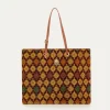 Fashion Claris Virot Archi Bag Burgundy Mustard Sumba Fabric And Leather