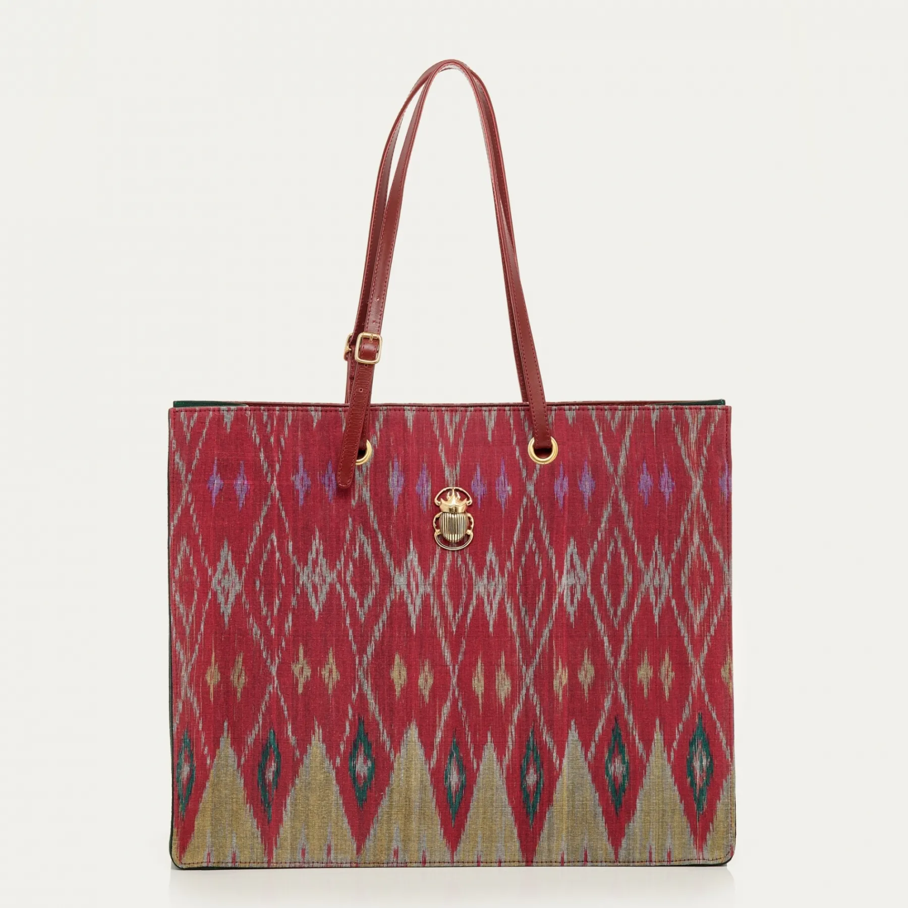 Best Sale Claris Virot Archi Bag Burgundy Endek Cotton