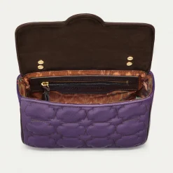 Store Claris Virot Ava Medium Bag Purple Leather Embroidered