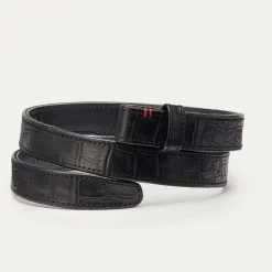 Fashion Claris Virot Baby Belt Black Embossed Croco Leather