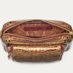 New Claris Virot Baby Charly Bag Metallic Bark Embossed Croco Leather