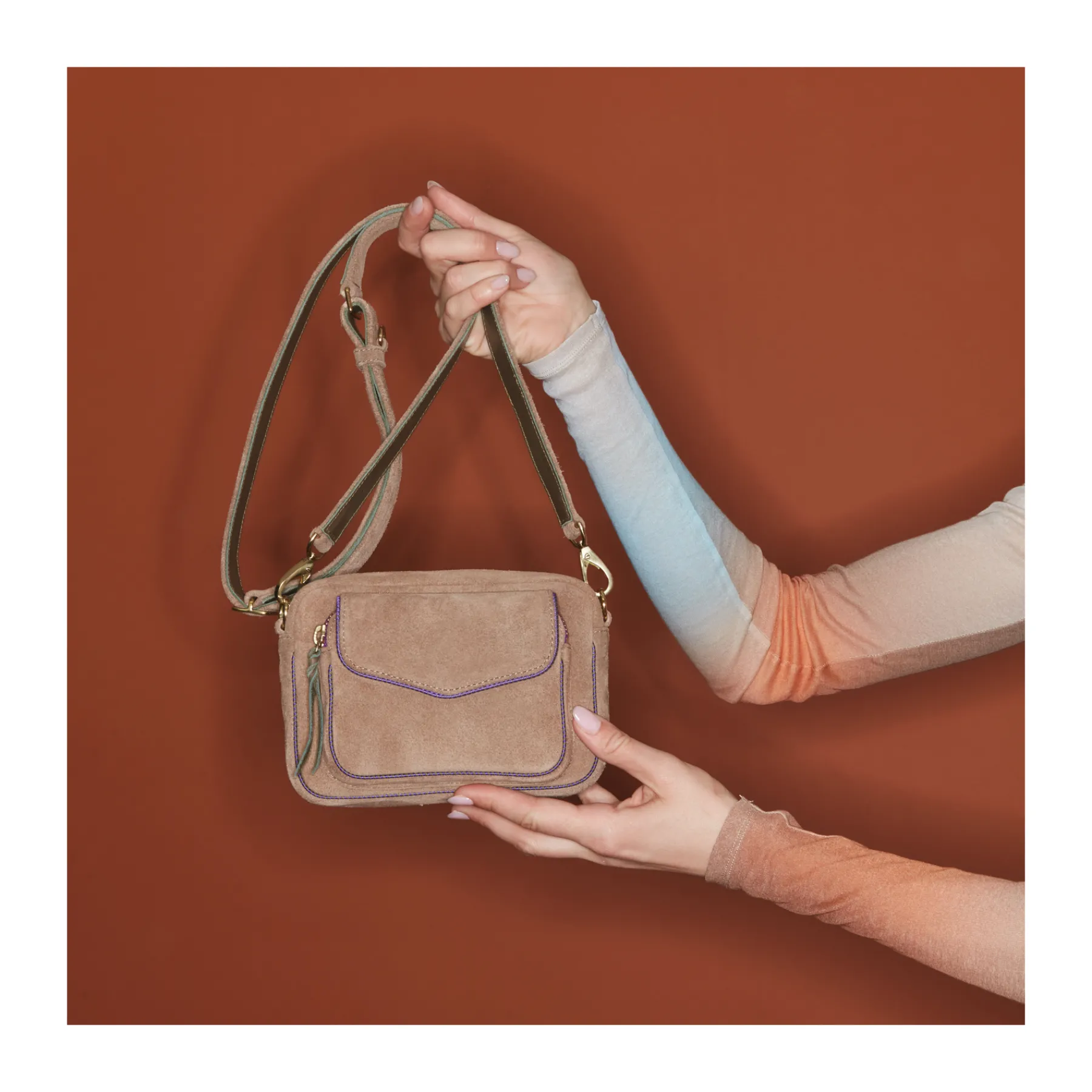 Store Claris Virot Baby Charly Bag Grege Thick Leather Suede