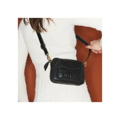 New Claris Virot Baby Charly Bag Black Embossed Croco Leather