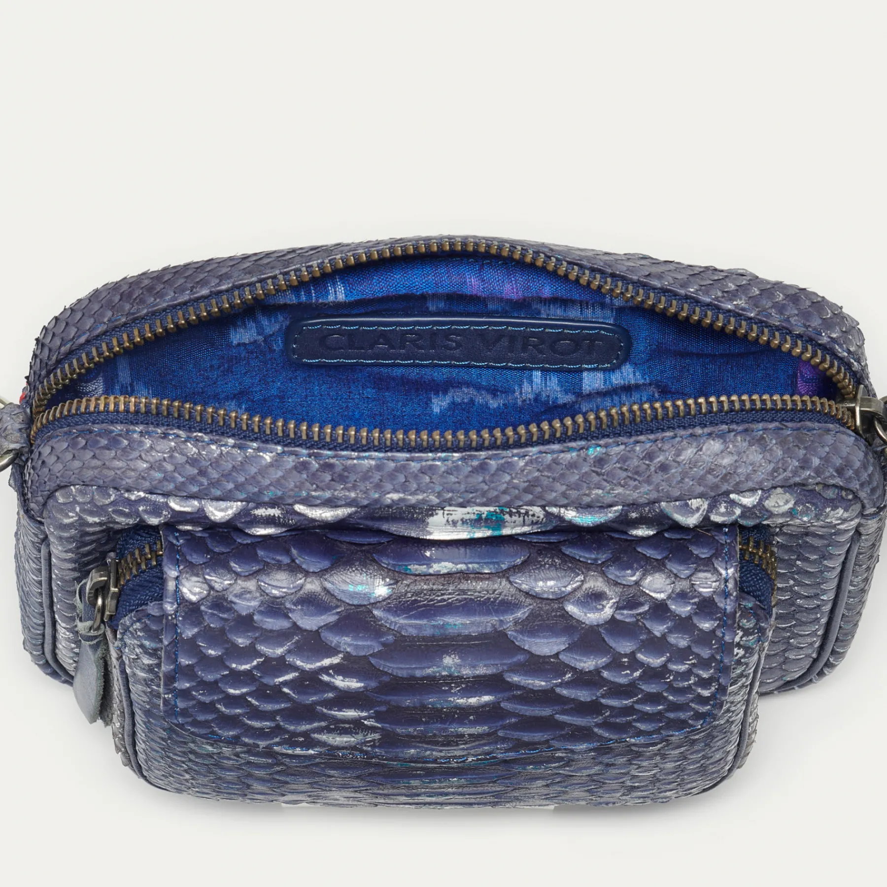 Shop Claris Virot Baby Charly Bag Ice Blue Metallic Python