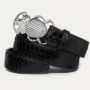 Online Claris Virot Beetle Belt Black Python Silver Buckle