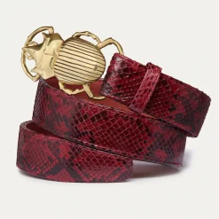 Fashion Claris Virot Beetle Belt Burgundy Python