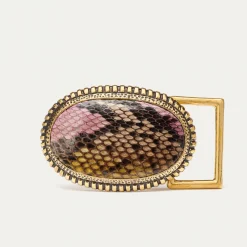 Cheap Claris Virot Belt Buckle Stone Hand Painted Python