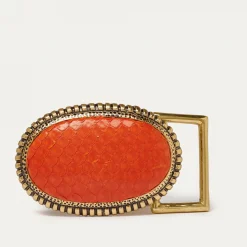Cheap Claris Virot Belt Buckle Orange Python