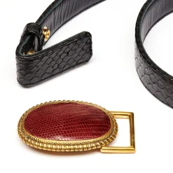 Hot Claris Virot Belt Buckle Burgundy Lizard
