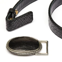 Hot Claris Virot Belt Buckle Black Lizard