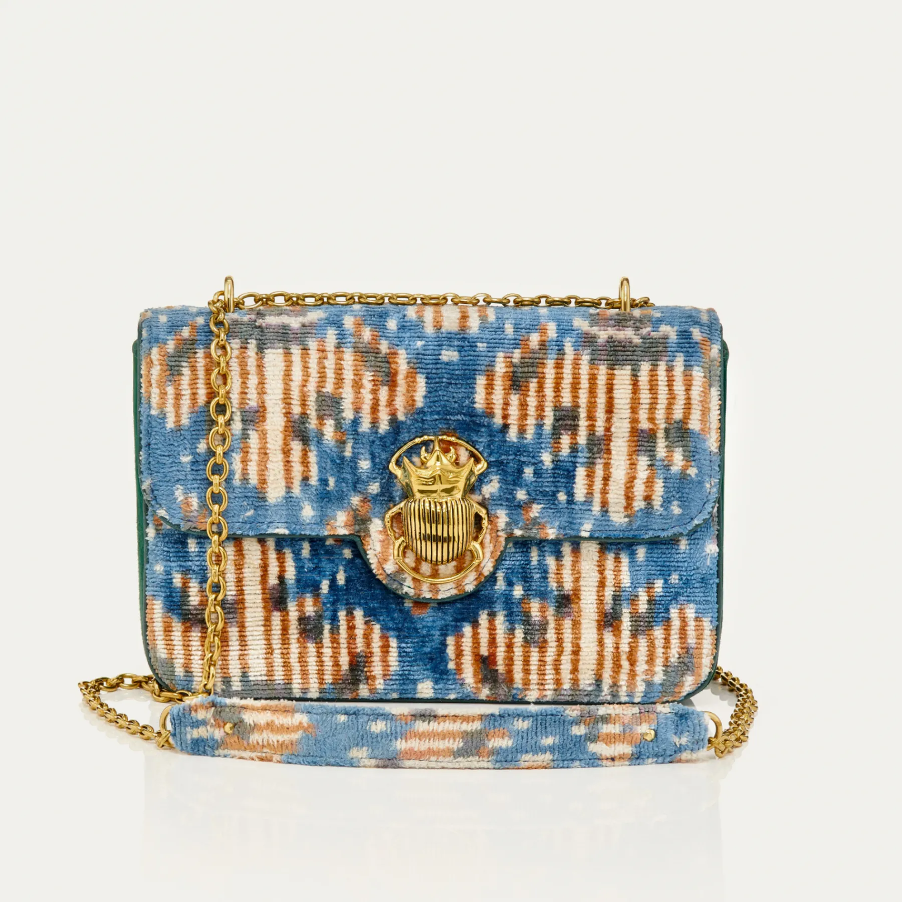 Best Sale Claris Virot Big Ava Bag Blue Snowflake Silk Velvet