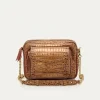 Shop Claris Virot Big Charly Bag Metallic Bark Embossed Croco Leather