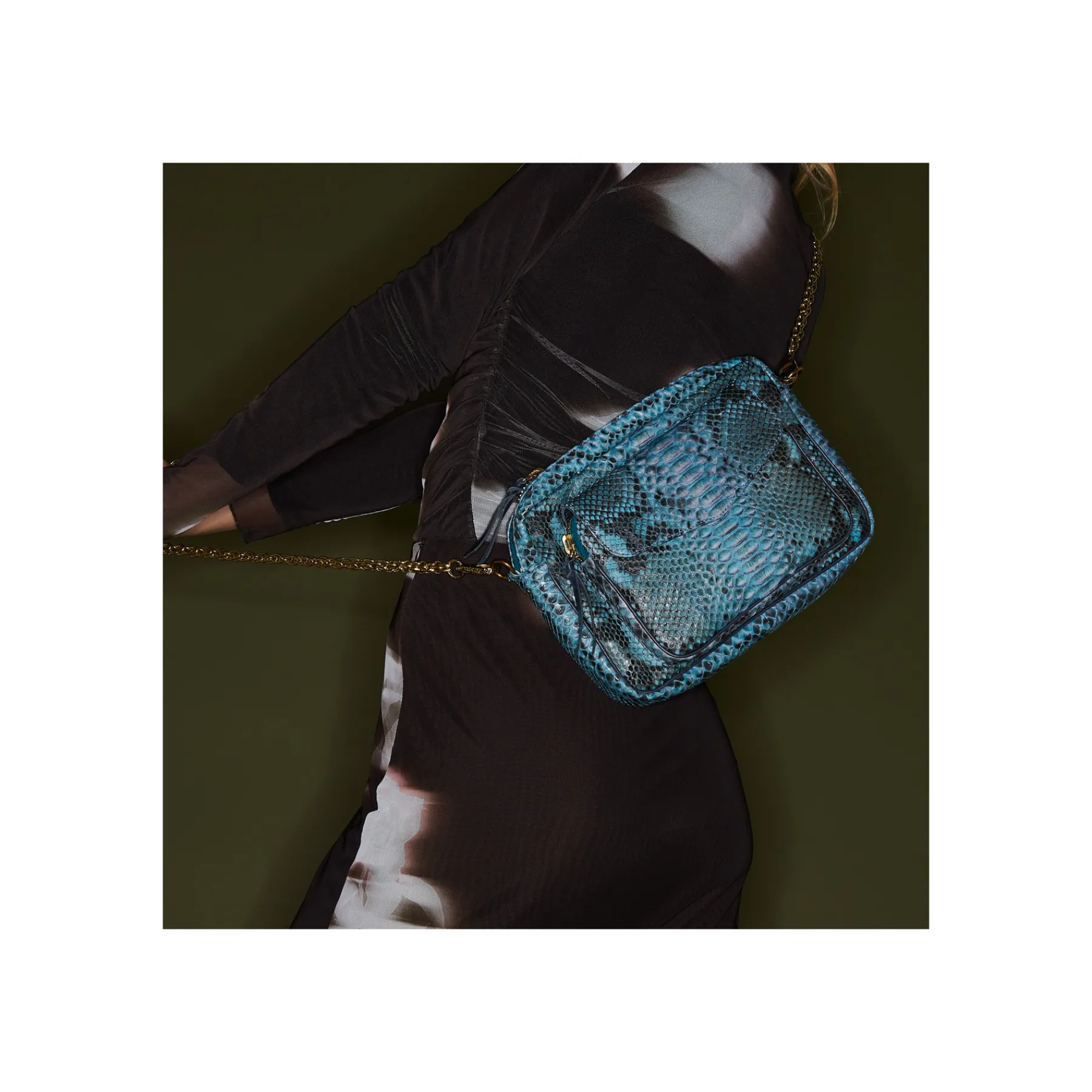 Store Claris Virot Big Charly Bag Blue Lagoon Python