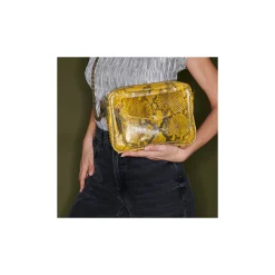 Fashion Claris Virot Big Charly Bag Yellow Imperial Samurai Python