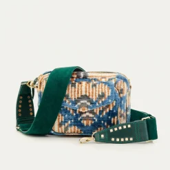 Best Claris Virot Big Charly Bag Blue Snowflake Silk Velvet