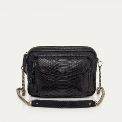 Shop Claris Virot Big Charly Bag Black Silver Hardware Python