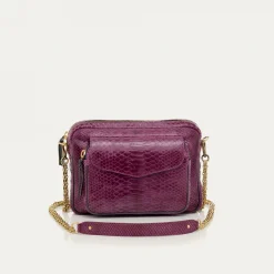 Fashion Claris Virot Big Charly Bag Purple Python