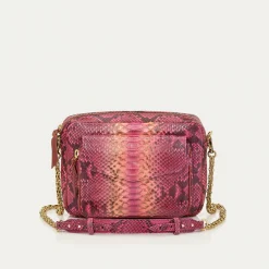 Hot Claris Virot Big Charly Bag Pink Burgundy Python