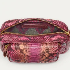 Hot Claris Virot Big Charly Bag Pink Burgundy Python