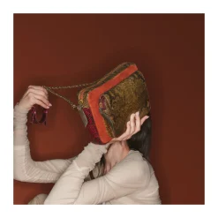 Hot Claris Virot Big Charly Bag Kaki Burgundy Mix Python