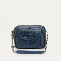 Sale Claris Virot Big Charly Bag Navy Silver Hardware Python
