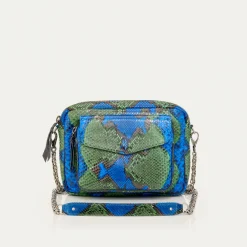 Sale Claris Virot Big Charly Bag Green Blue Water Lily Python