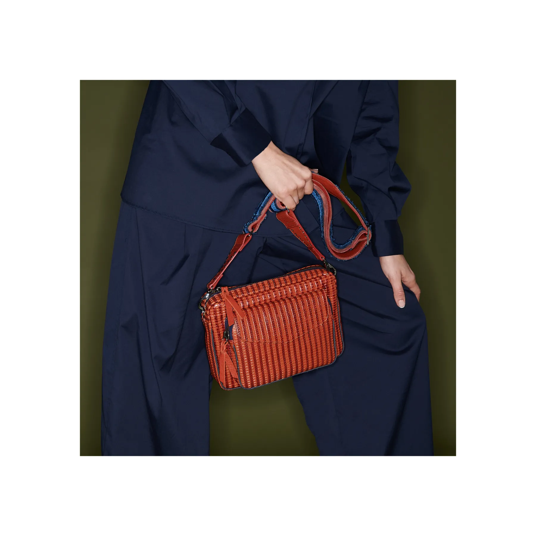 Best Sale Claris Virot Big Charly Bag Anko Brick Embossed Woven Leather