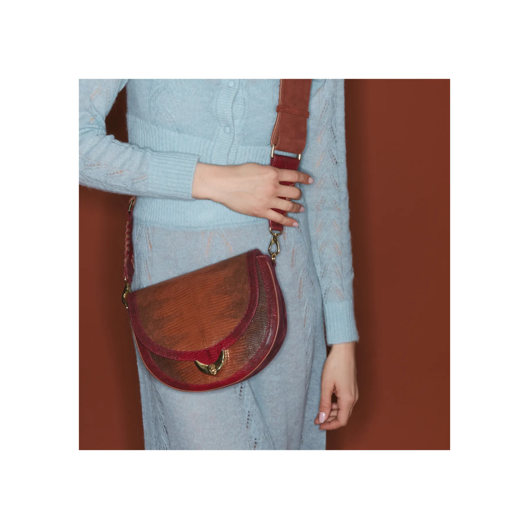 Cheap Claris Virot Big Victoria Bag Moka And Burgundy Lizard