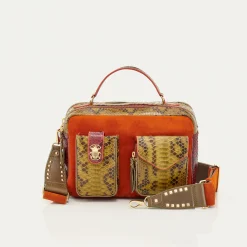 Store Claris Virot Cesar Bag Kaki Burgundy Mix Python
