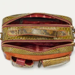 Store Claris Virot Cesar Bag Kaki Burgundy Mix Python