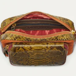 Sale Claris Virot Charly Bag Kaki Burgundy Mix Python