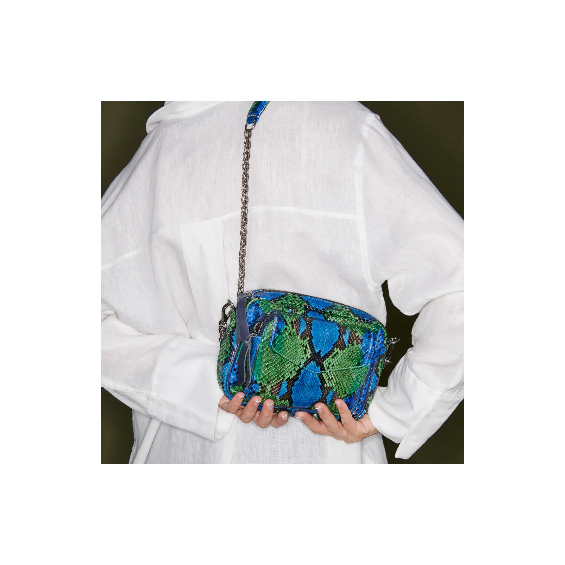 Store Claris Virot Charly Bag Green Blue Water Lily Python