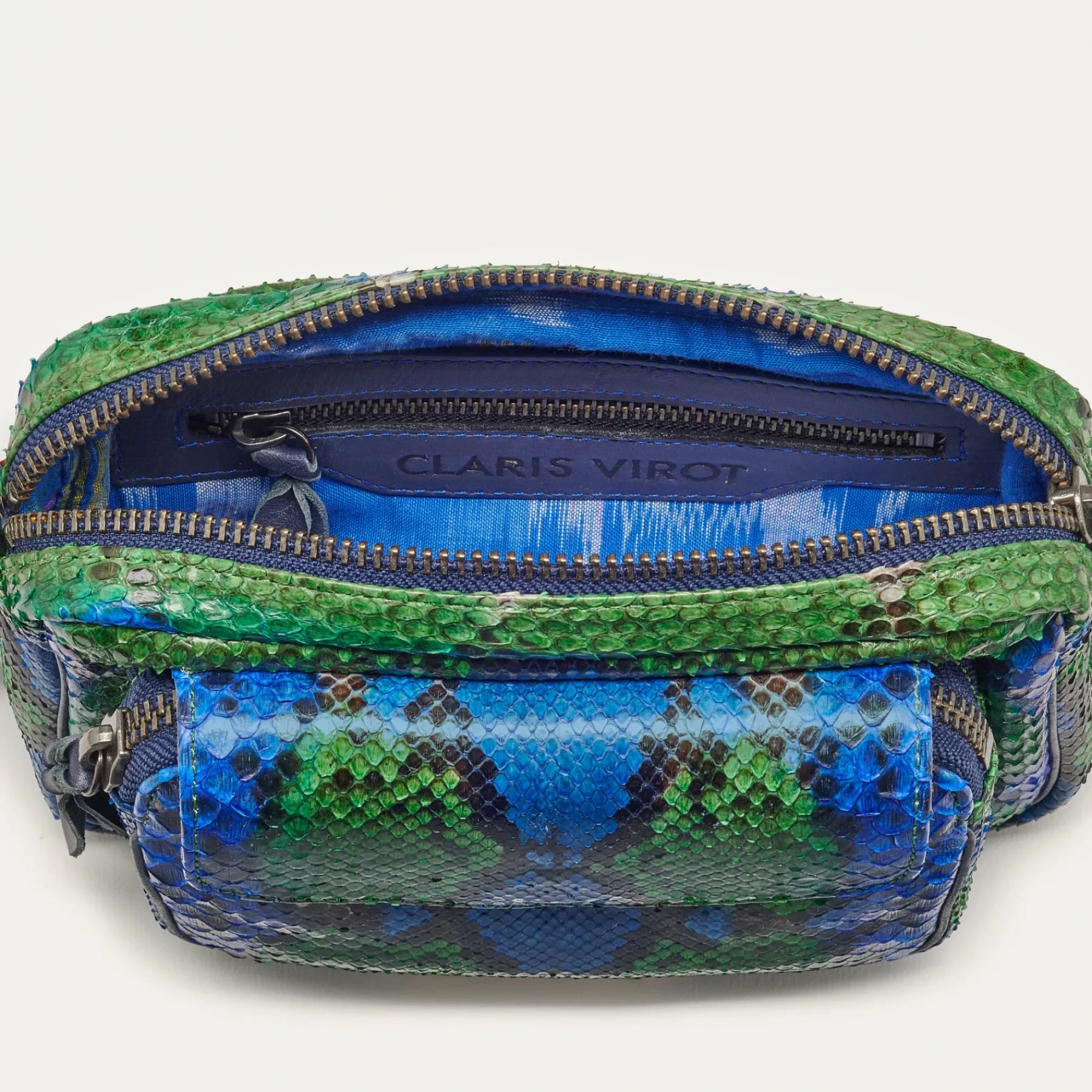 Store Claris Virot Charly Bag Green Blue Water Lily Python