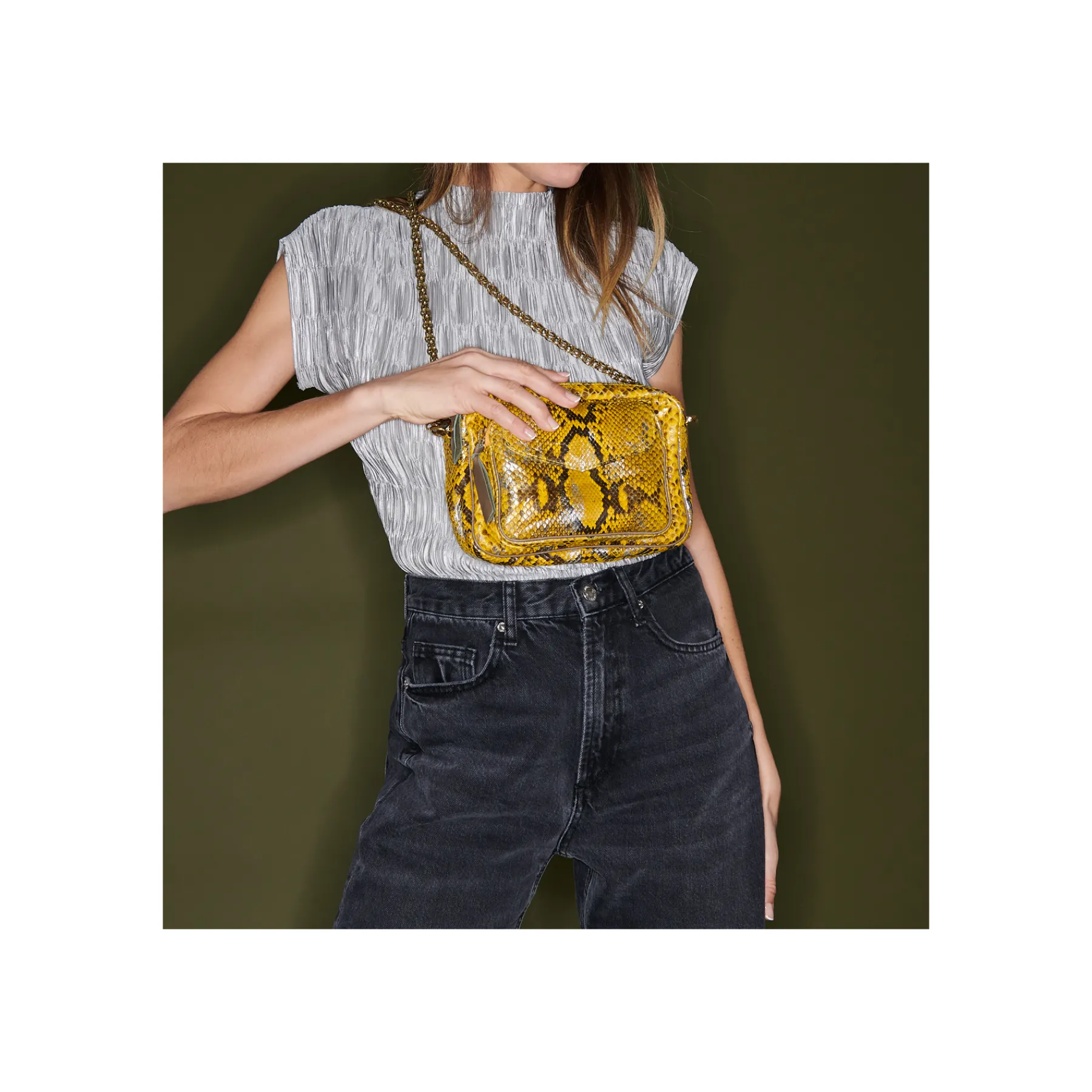 Sale Claris Virot Charly Bag Yellow Imperial Samurai Python