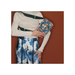 Shop Claris Virot Charly Bag Blue Snowflake Silk Velvet