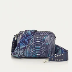 New Claris Virot Charly Bag Ice Blue Metallic Python