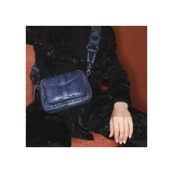 New Claris Virot Charly Bag Ice Blue Metallic Python