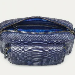 New Claris Virot Charly Bag Ice Blue Metallic Python