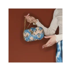Online Claris Virot Chiara Bag Blue Snowflake Silk Velvet