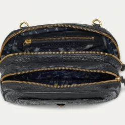 Online Claris Virot Clara Bag Black Embossed Croco Leather