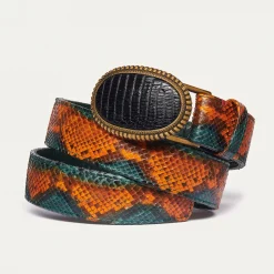 New Claris Virot Dallas Belt Green Orange And Black Python