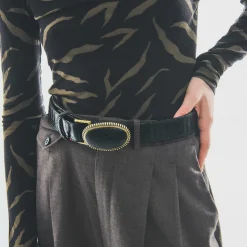 Hot Claris Virot Dallas Belt Black Python Black Buckle