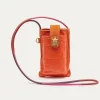 New Claris Virot Double Marcus Case Orange Koi Embossed Croco Leather