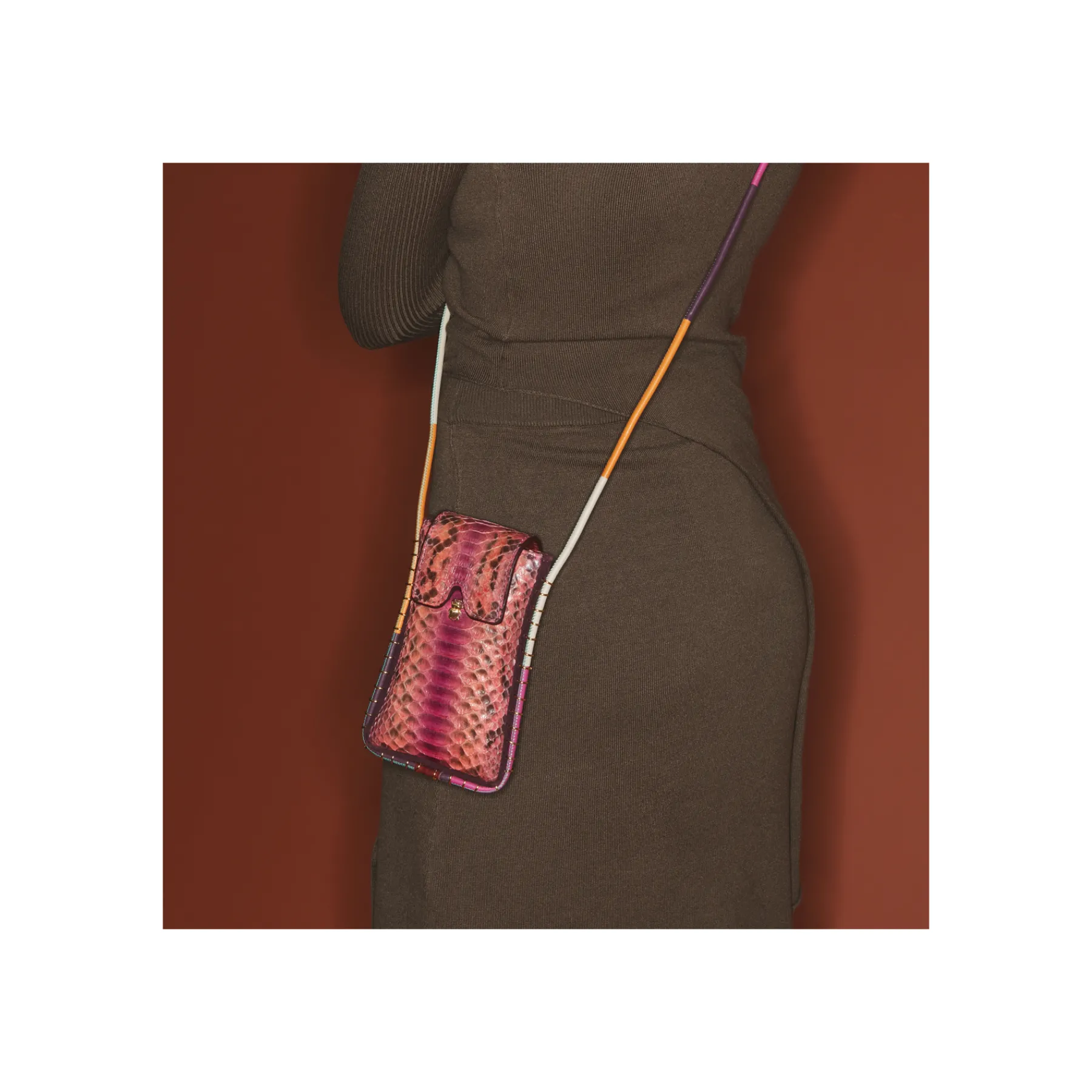New Claris Virot Emile Sunglasses Case Pink Burgundy Python