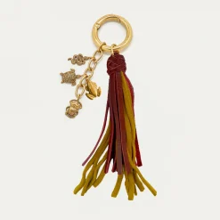 Sale Claris Virot Fred Key Holder Mustard And Burgundy Leathers
