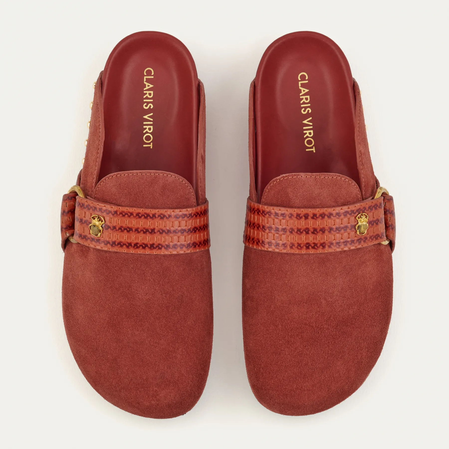 New Claris Virot Georgette Mules Anko Brick Embossed Woven Leather