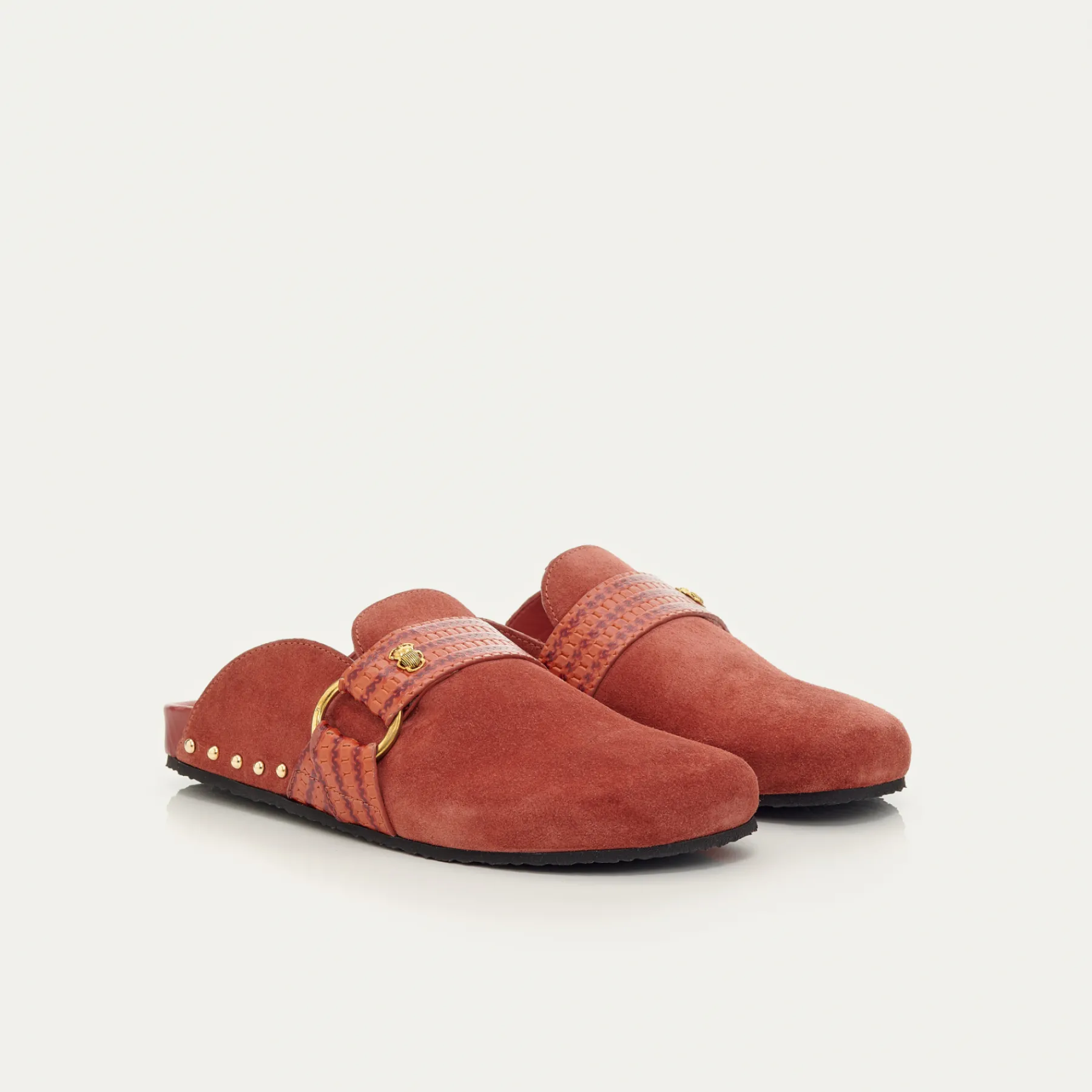 New Claris Virot Georgette Mules Anko Brick Embossed Woven Leather